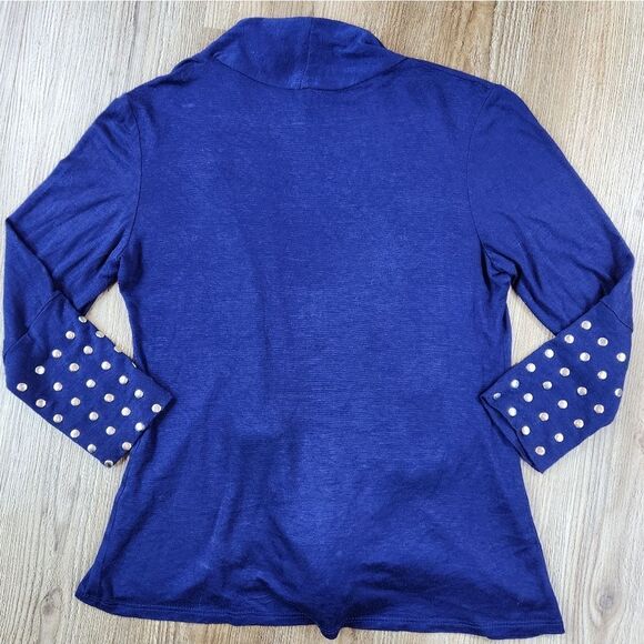 💜Jason Maxwell Blue w/Silver Studded Cuff Cascading Front Cardigan Small - Picture 7 of 13